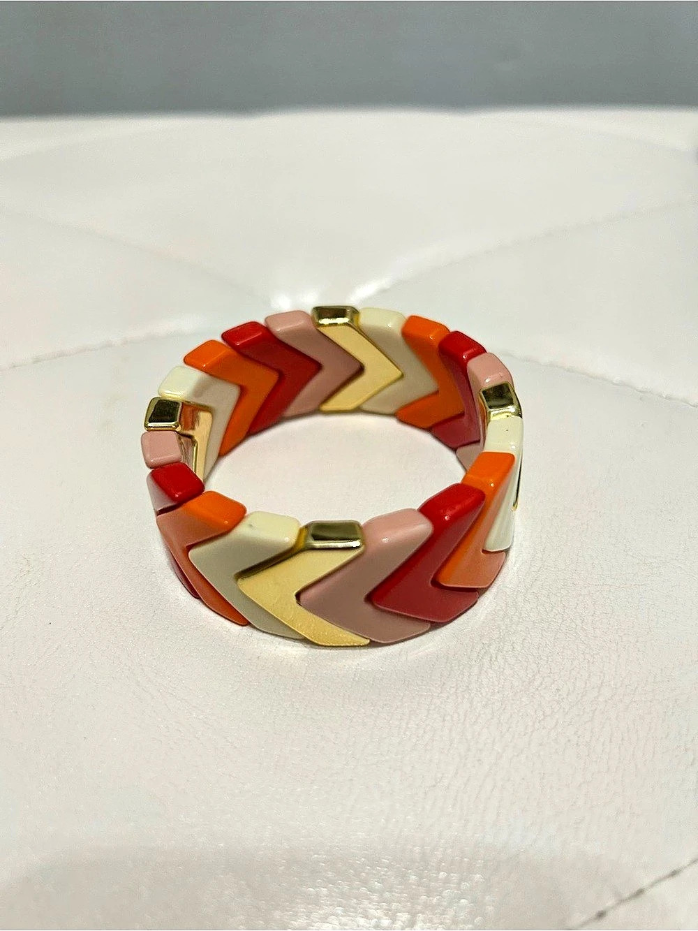 Chevron Bracelet in Red & Orange Like New